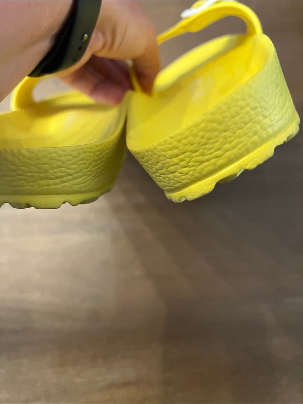 Birkenstock women’s Slide Sandals in Bright Yellow with White Buckles - Picture 8 of 11